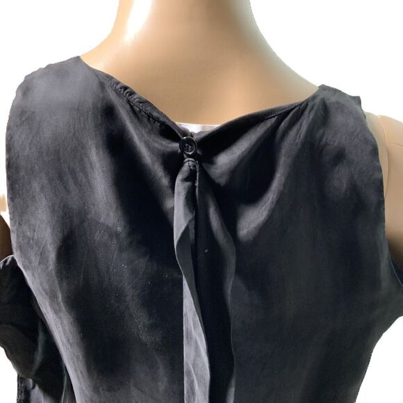 Line + Dot Black Cold Shoulder Long Sleeve V-Neck Coquette Womens Blouse Small - Picture 6 of 11